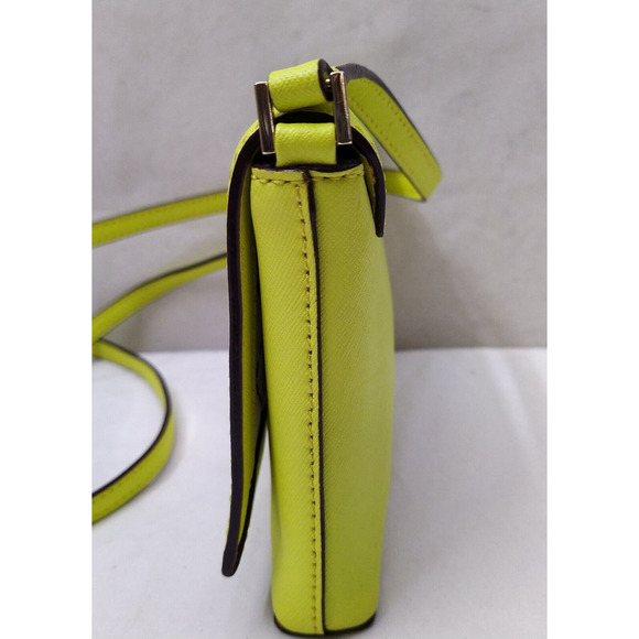 Kate Spade New York Highlighter Yellow Leather Turnlock Crossbody Bag - Picture 6 of 16